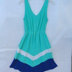 2 for $15 Peppermint Turquoise White Navy Dress Sleeveless Lined Size Small